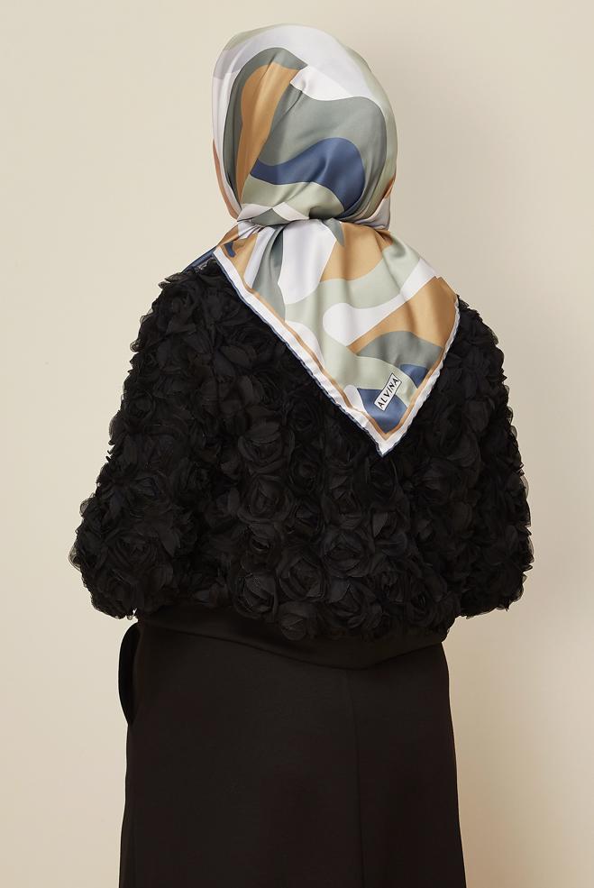 Hijab clothing GREEN ALVINA PATTERNED SCARF 2424 - ALVİNA