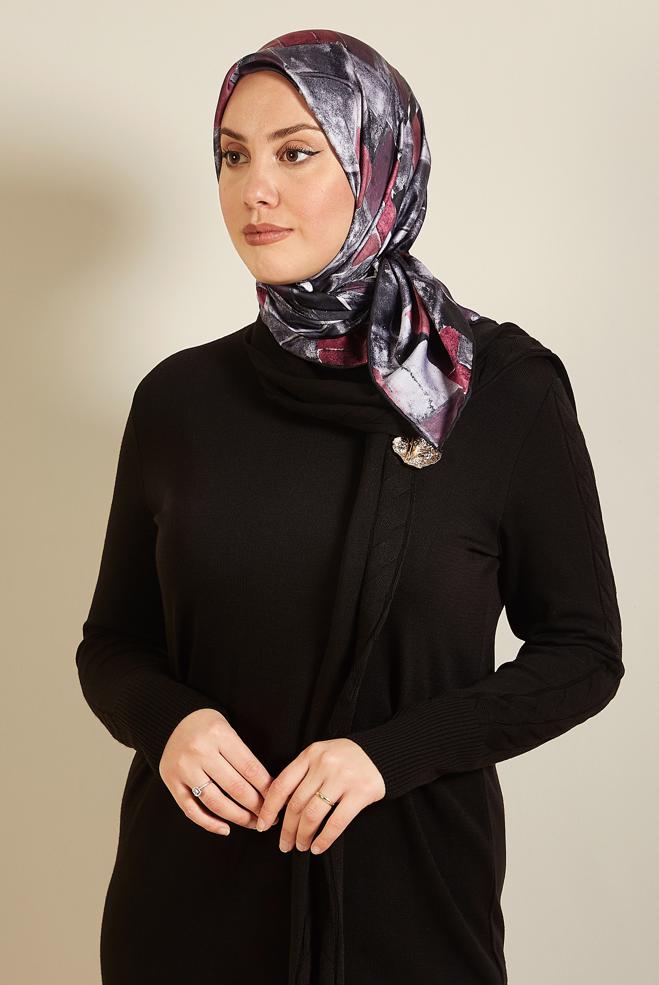 Vêtements hijab NOIR ALVINA ÉCHARPE À MOTIF 3753 - ALVİNA