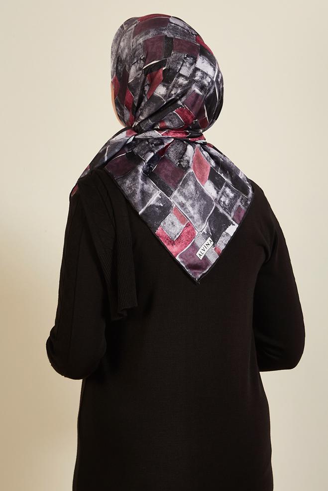 Vêtements hijab NOIR ALVINA ÉCHARPE À MOTIF 3753 - ALVİNA