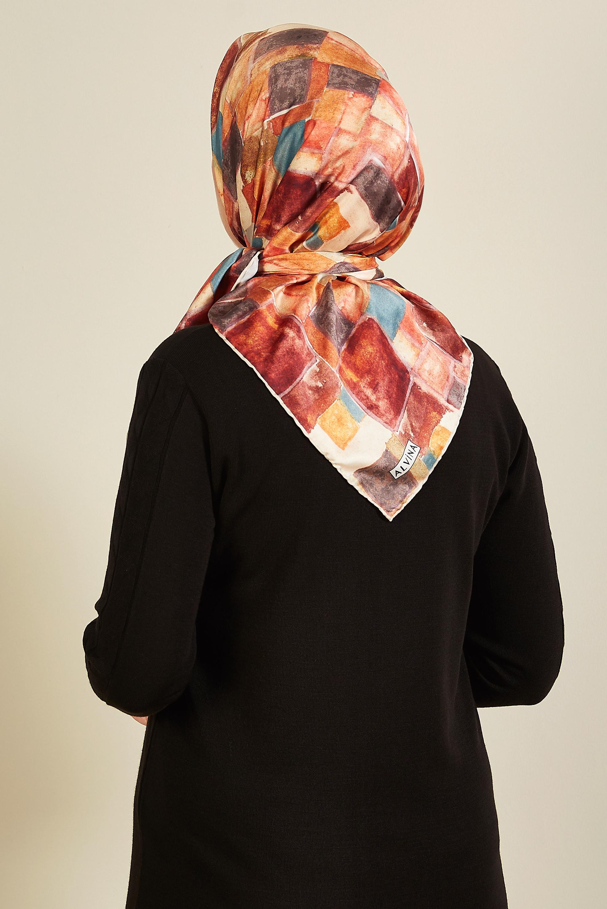 Vêtements hijab ORANGE ALVINA ÉCHARPE À MOTIF 3753