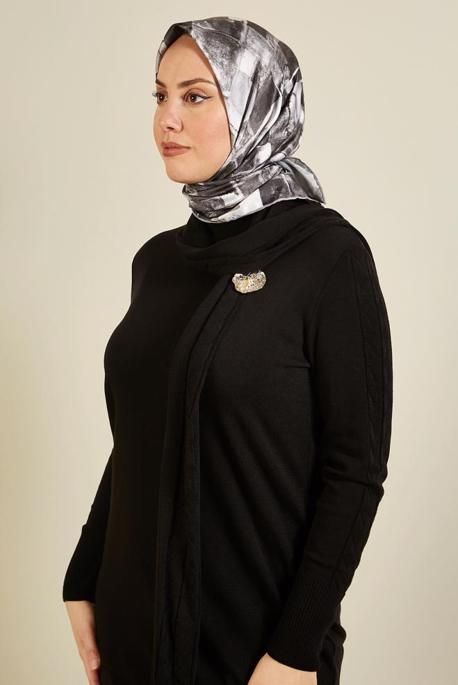 Hijab clothing GREY ALVINA PATTERNED SCARF 3753 - ALVİNA