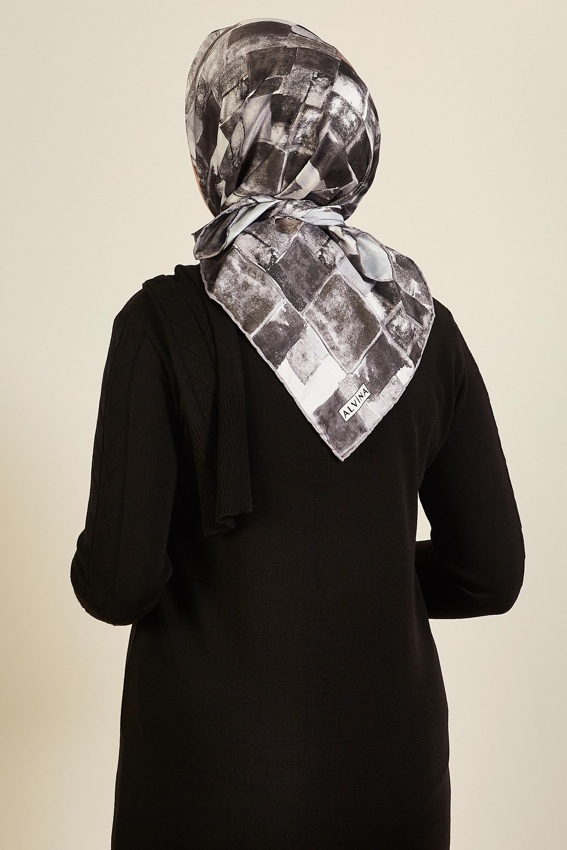 Hijab clothing GREY ALVINA PATTERNED SCARF 3753