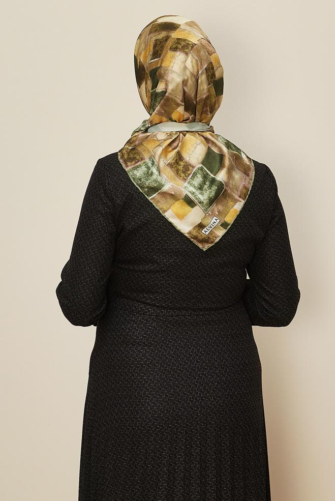 Tesettür giyim HAKİ ALVİNA DESENLİ EŞARP 3753 - ALVİNA