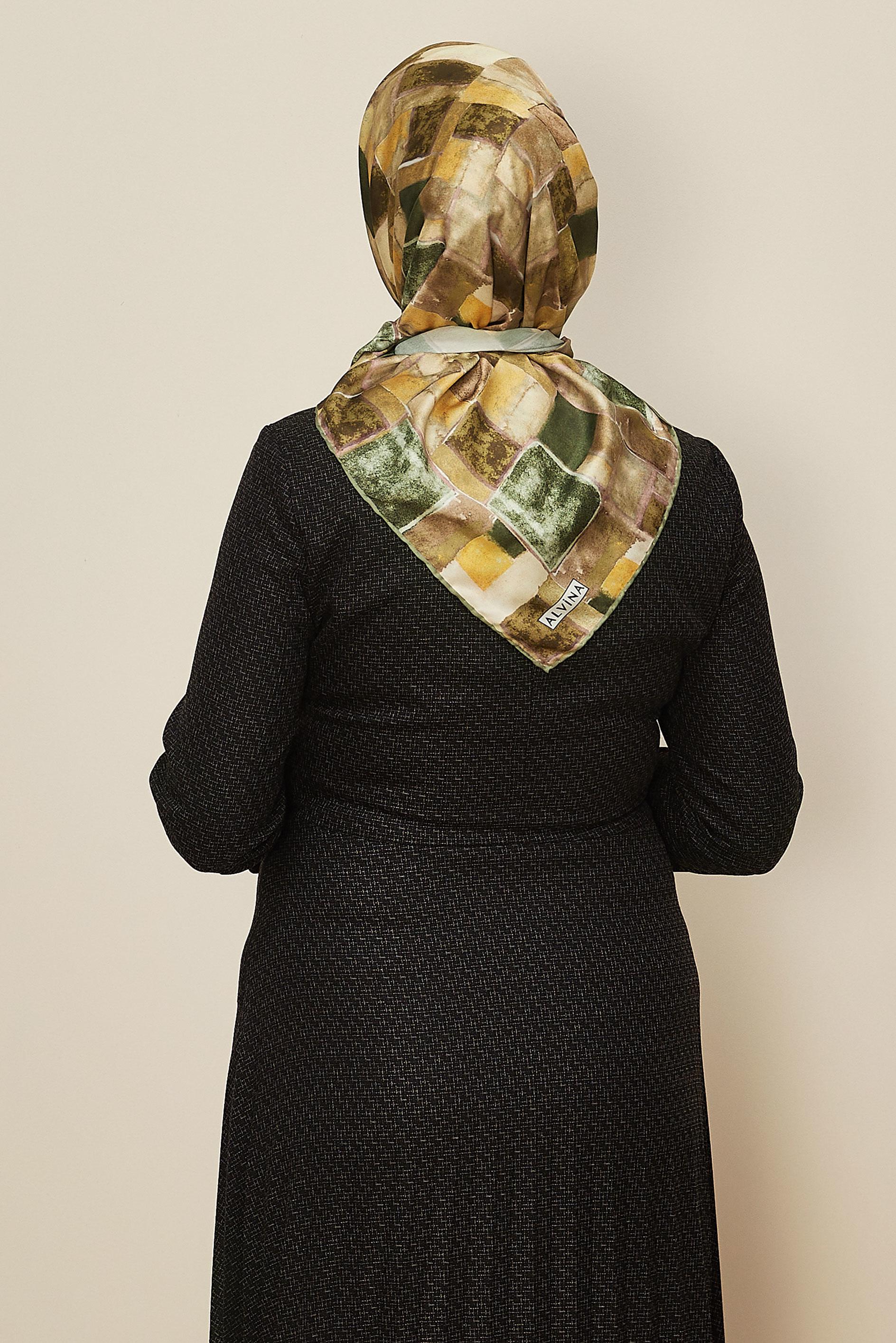 Tesettür giyim HAKİ ALVİNA DESENLİ EŞARP 3753