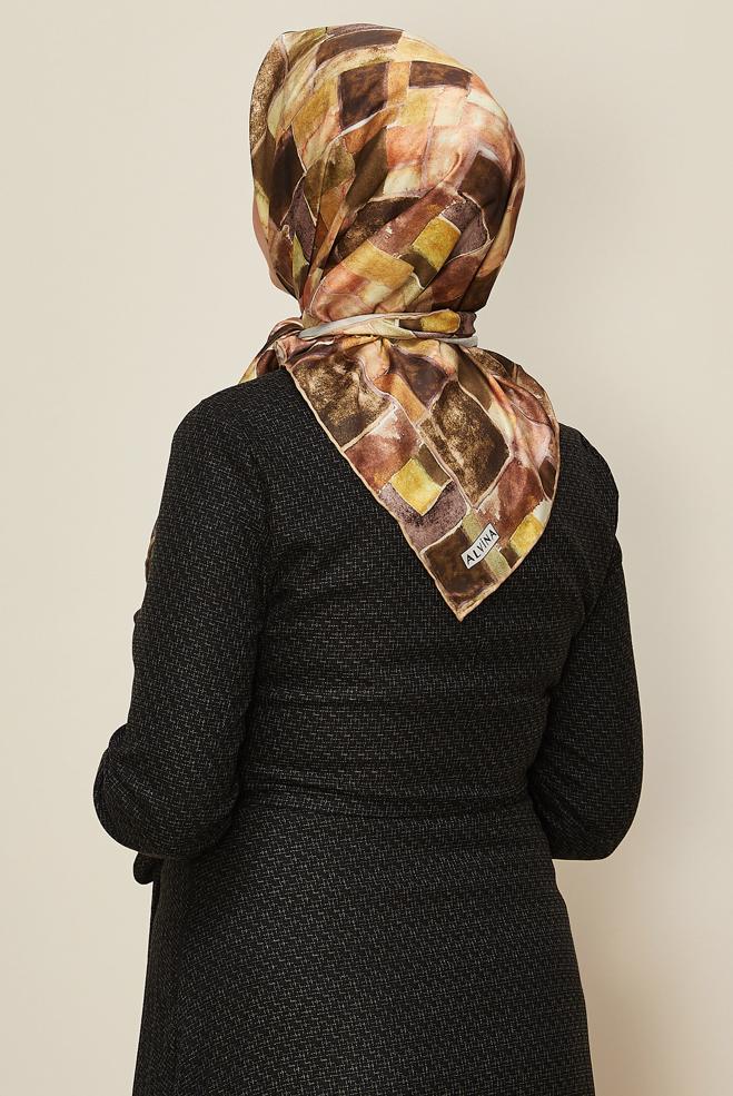 Tesettür giyim BEJ ALVİNA DESENLİ EŞARP 3753 - ALVİNA