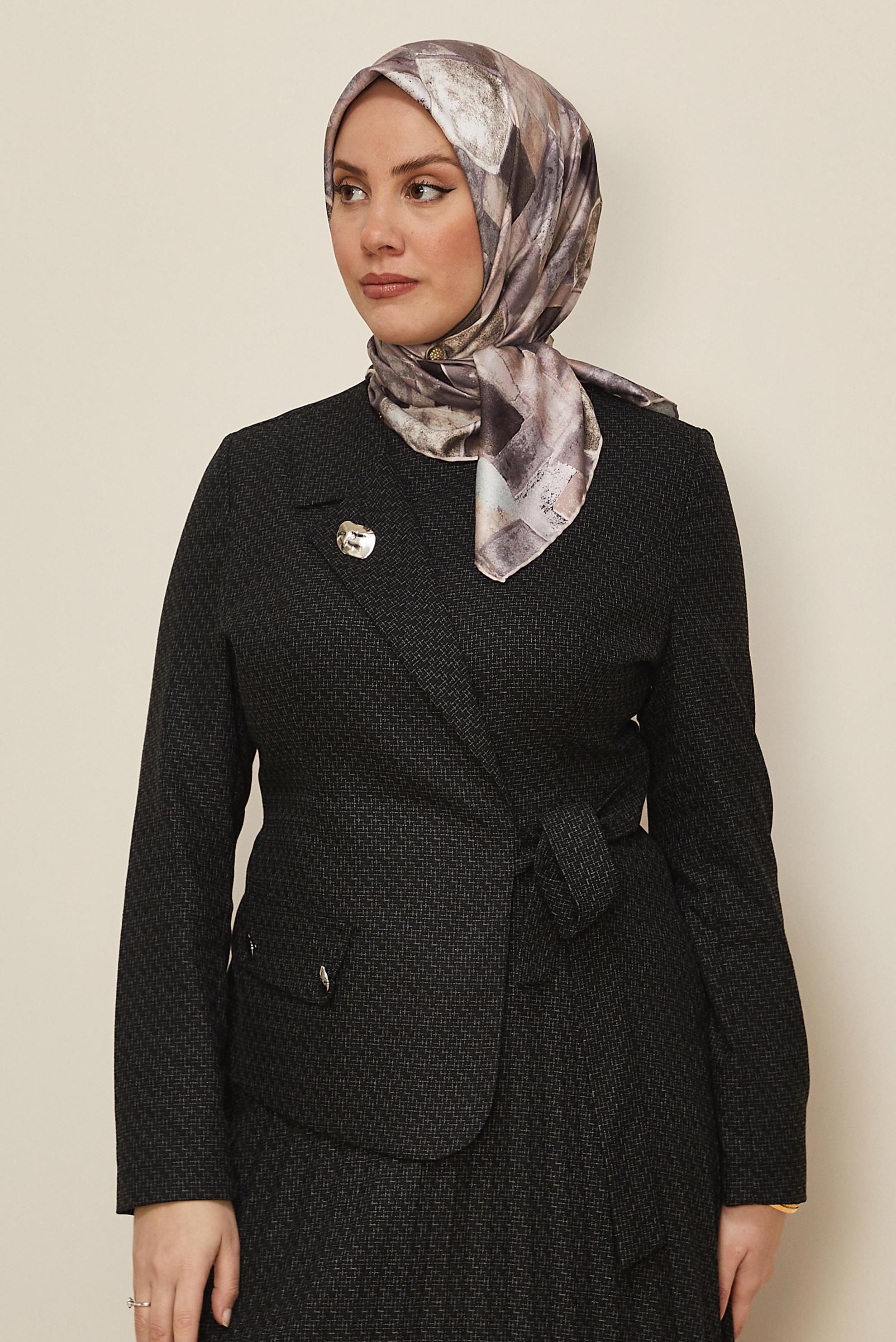 Tesettür giyim PUDRA ALVİNA DESENLİ EŞARP 3753