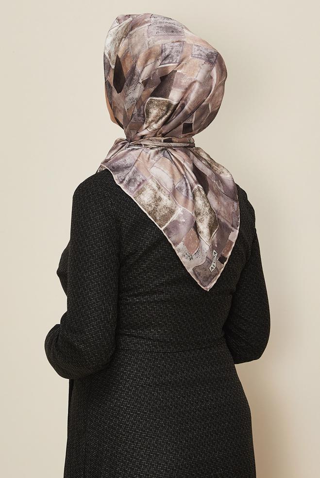 Tesettür giyim PUDRA ALVİNA DESENLİ EŞARP 3753 - ALVİNA