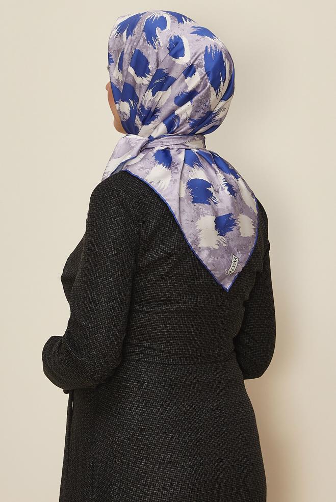 Tesettür giyim LACİVERT ALVİNA DESENLİ EŞARP 3857 - ALVİNA