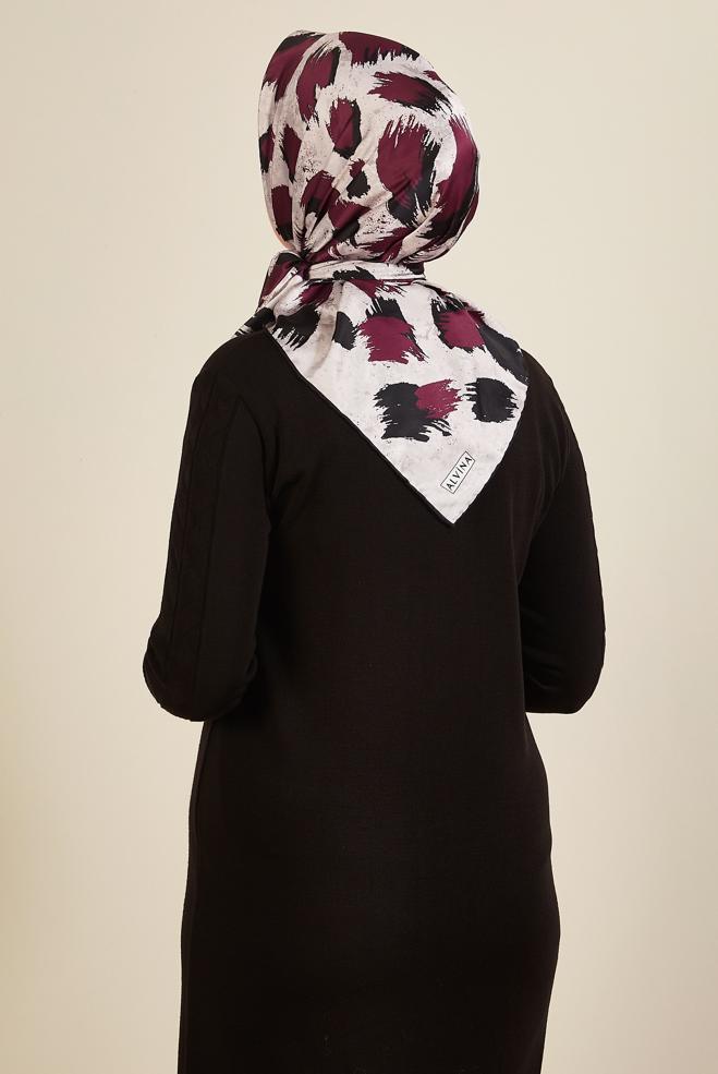 Tesettür giyim BORDO ALVİNA DESENLİ EŞARP 3857 - ALVİNA