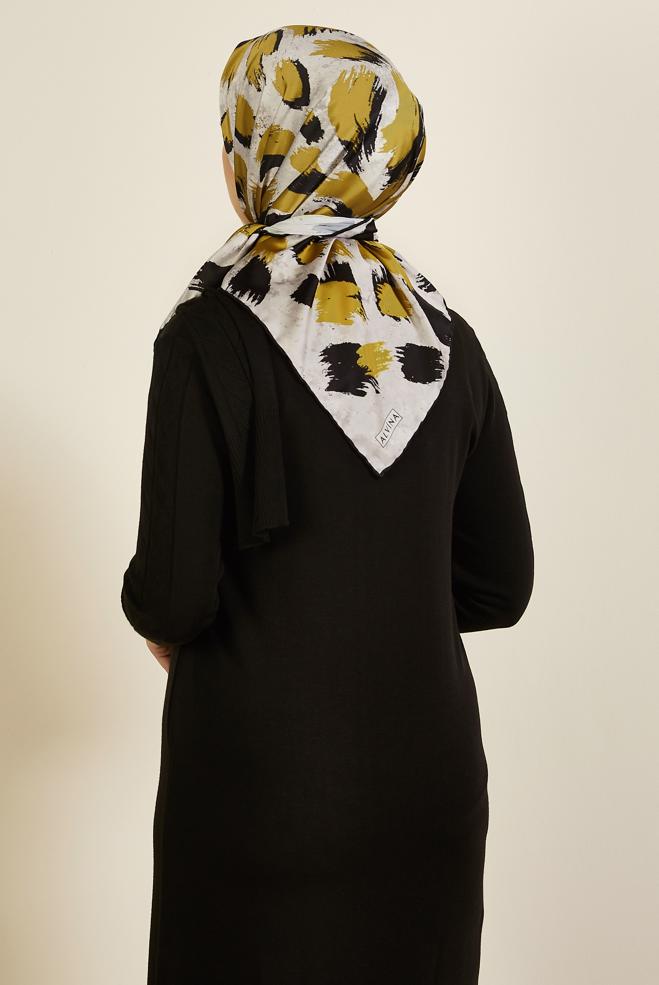 Tesettür giyim YEŞİL ALVİNA DESENLİ EŞARP 3857 - ALVİNA