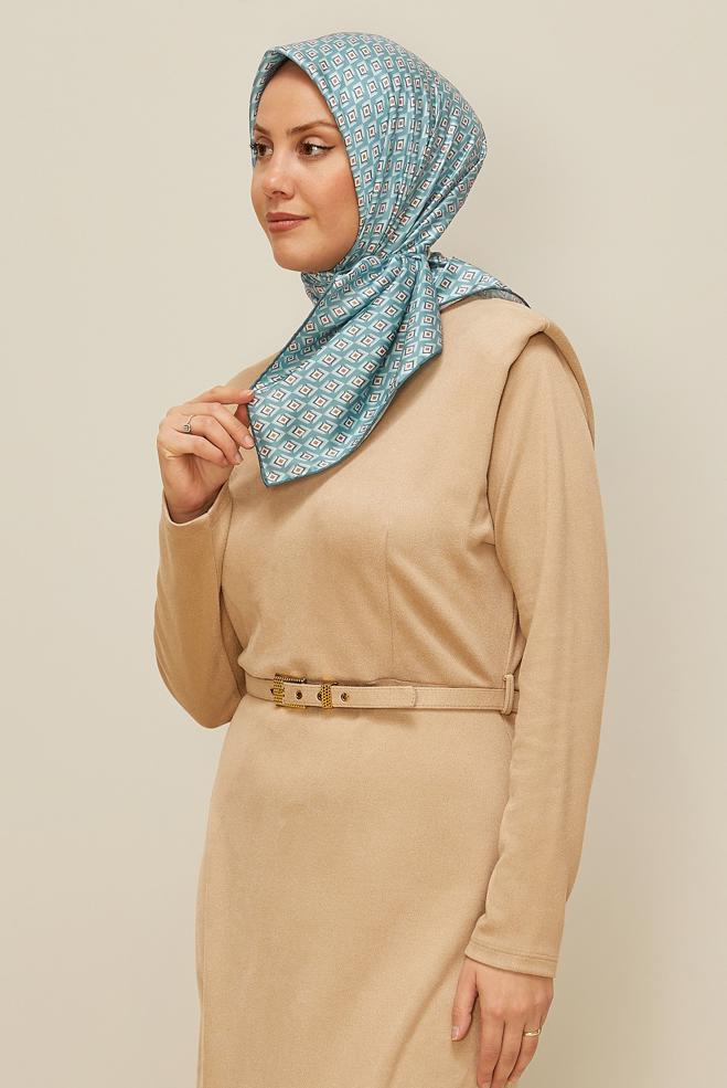 Vêtements hijab BLEU ÉCHARPE EN SERGÉ ALVINA 7782 - ALVİNA
