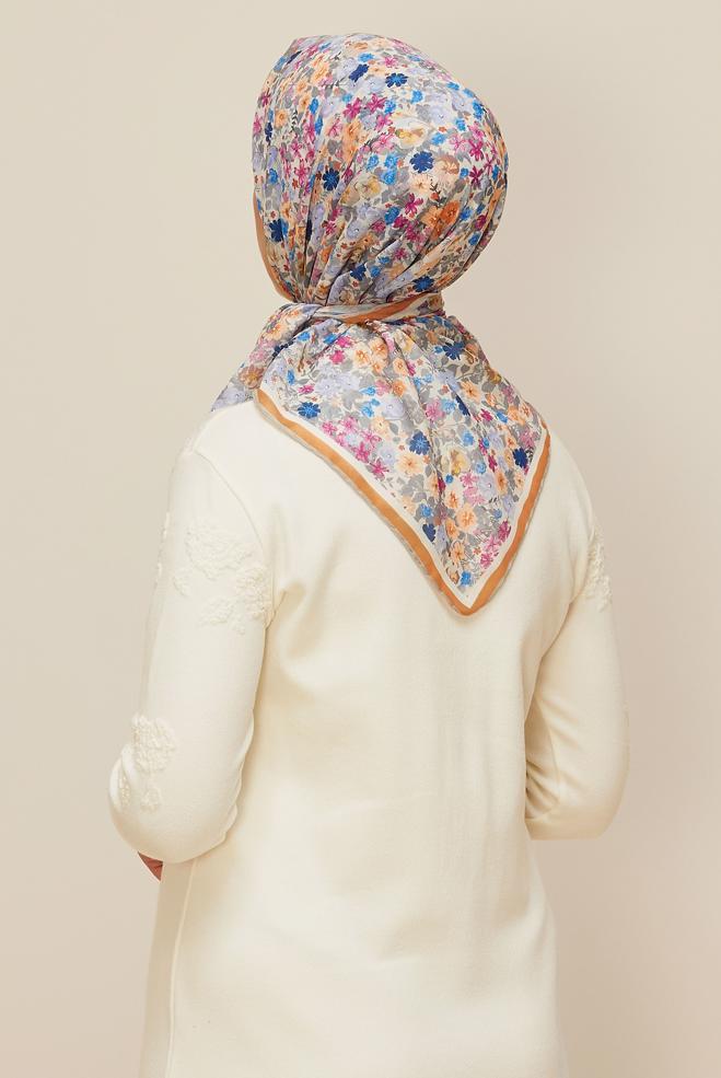 Vêtements hijab BLEU ÉCHARPE ALVINA À MOTIFS FLORAUX 8603 - ALVİNA
