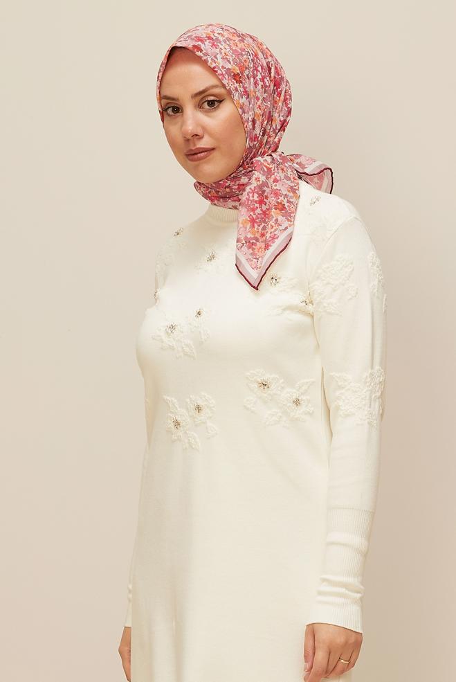 Vêtements hijab BRUN ÉCHARPE ALVINA À MOTIFS FLORAUX 8603 - ALVİNA