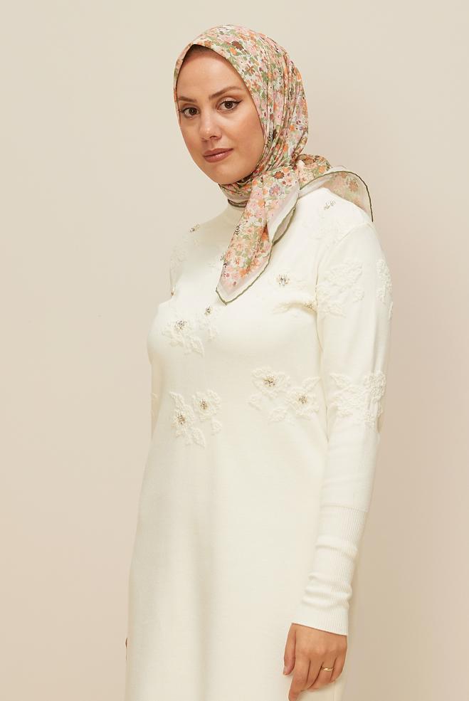 Vêtements hijab KAKI ÉCHARPE ALVINA À MOTIFS FLORAUX 8603 - ALVİNA