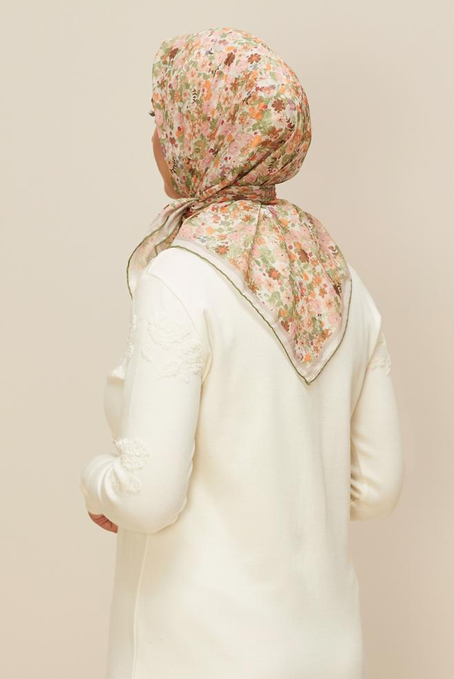 Vêtements hijab KAKI ÉCHARPE ALVINA À MOTIFS FLORAUX 8603 - ALVİNA