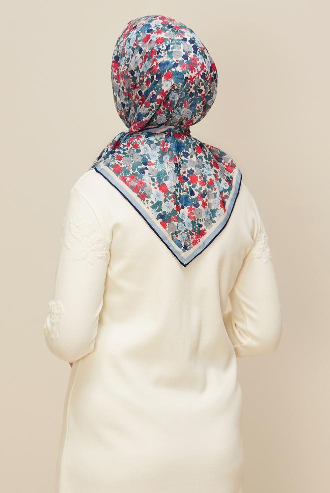 Vêtements hijab BLEU MARINE ÉCHARPE ALVINA À MOTIFS FLORAUX 8603 - ALVİNA