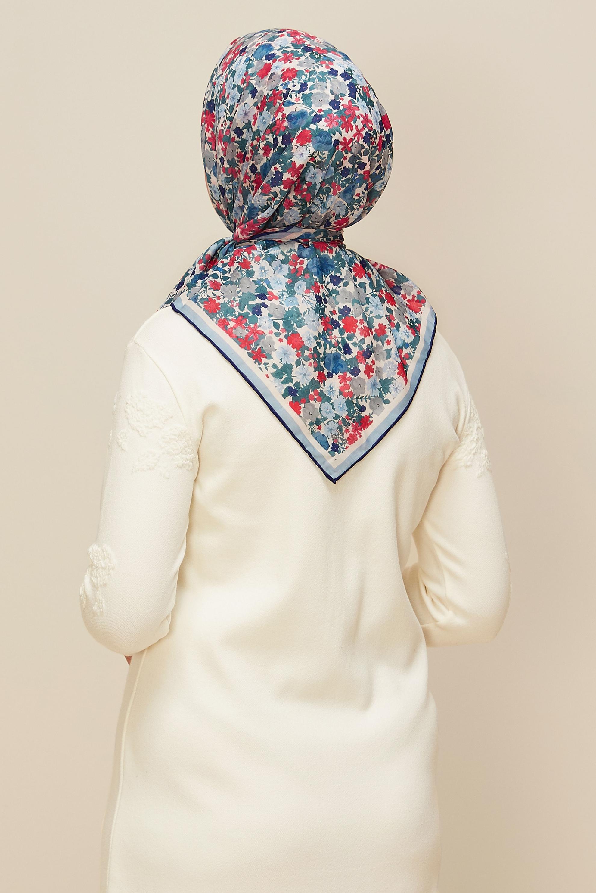Vêtements hijab BLEU MARINE ÉCHARPE ALVINA À MOTIFS FLORAUX 8603