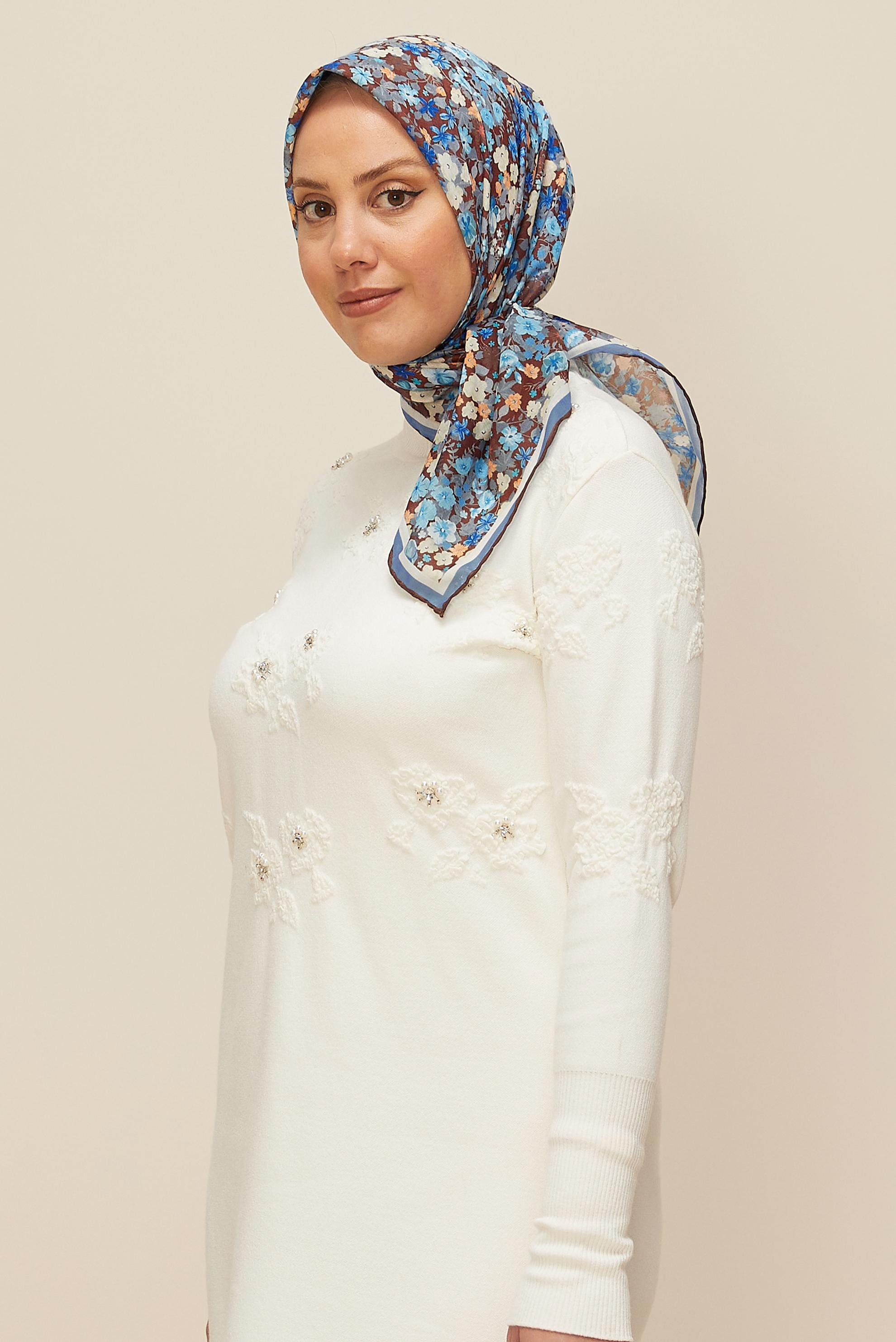 Vêtements hijab BLEU MARINE ÉCHARPE ALVINA À MOTIFS FLORAUX 8603