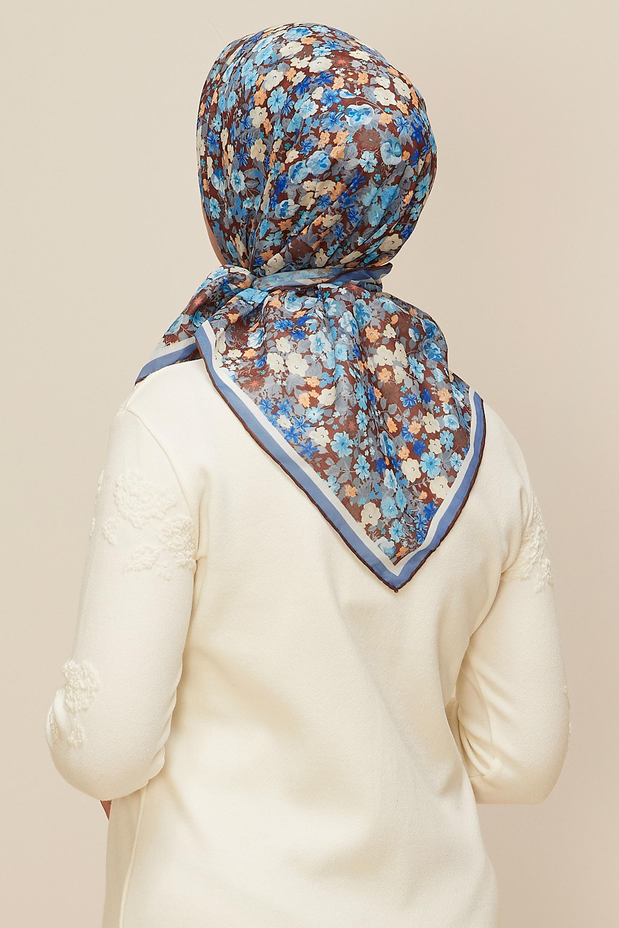 Vêtements hijab BLEU MARINE ÉCHARPE ALVINA À MOTIFS FLORAUX 8603
