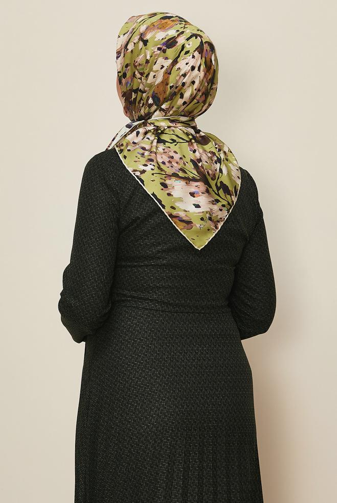 Tesettür giyim YEŞİL ALVİNA DESENLİ EŞARP 8606 - ALVİNA