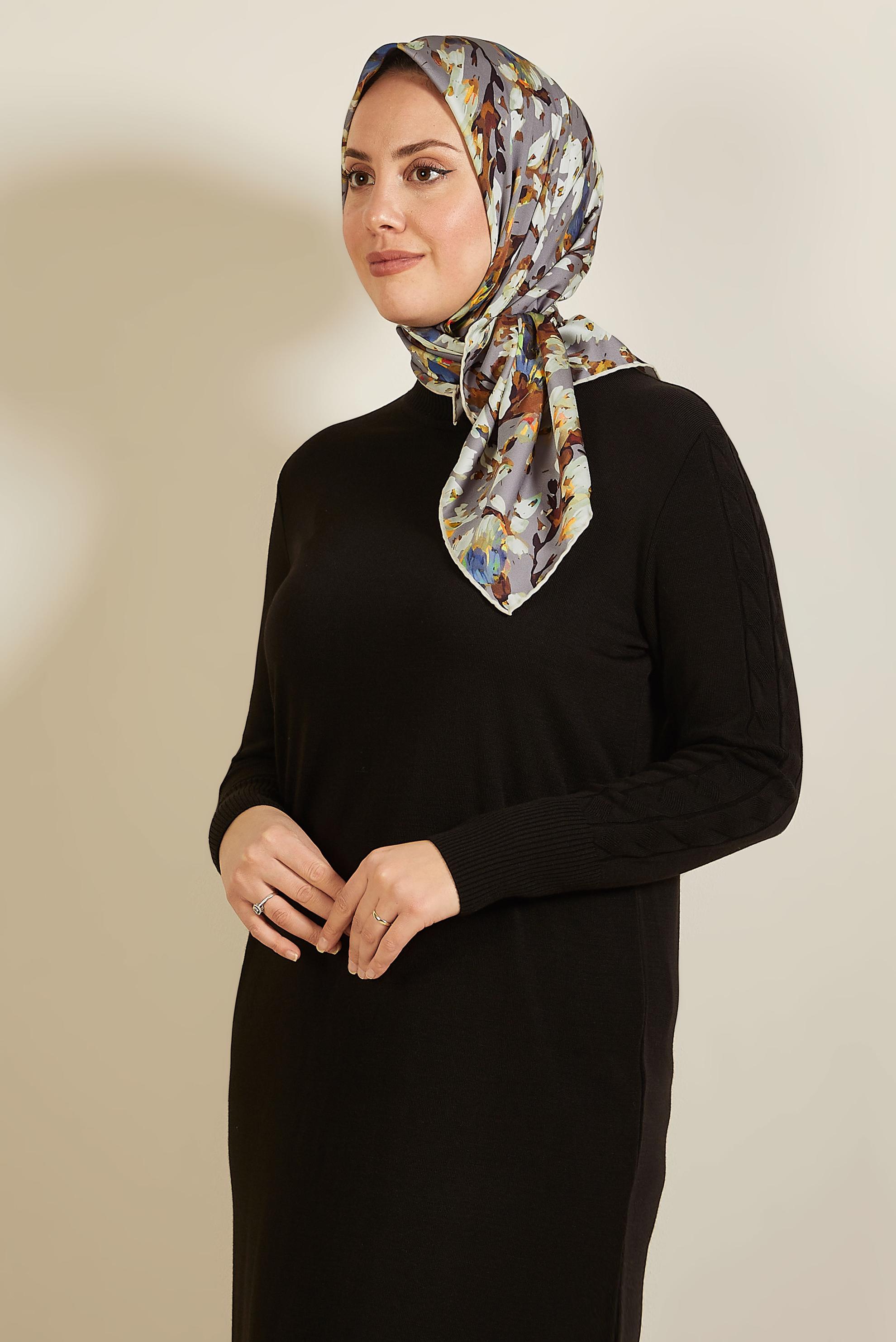 Vêtements hijab GRIS ALVINA ÉCHARPE À MOTIF 8606