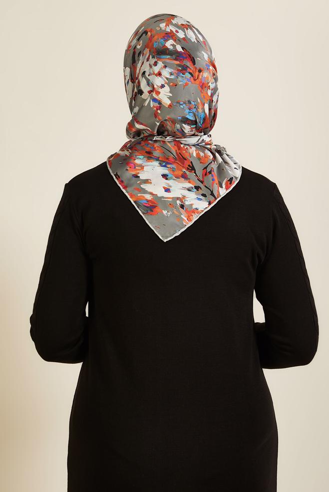 Tesettür giyim GRİ ALVİNA DESENLİ EŞARP 8606 - ALVİNA