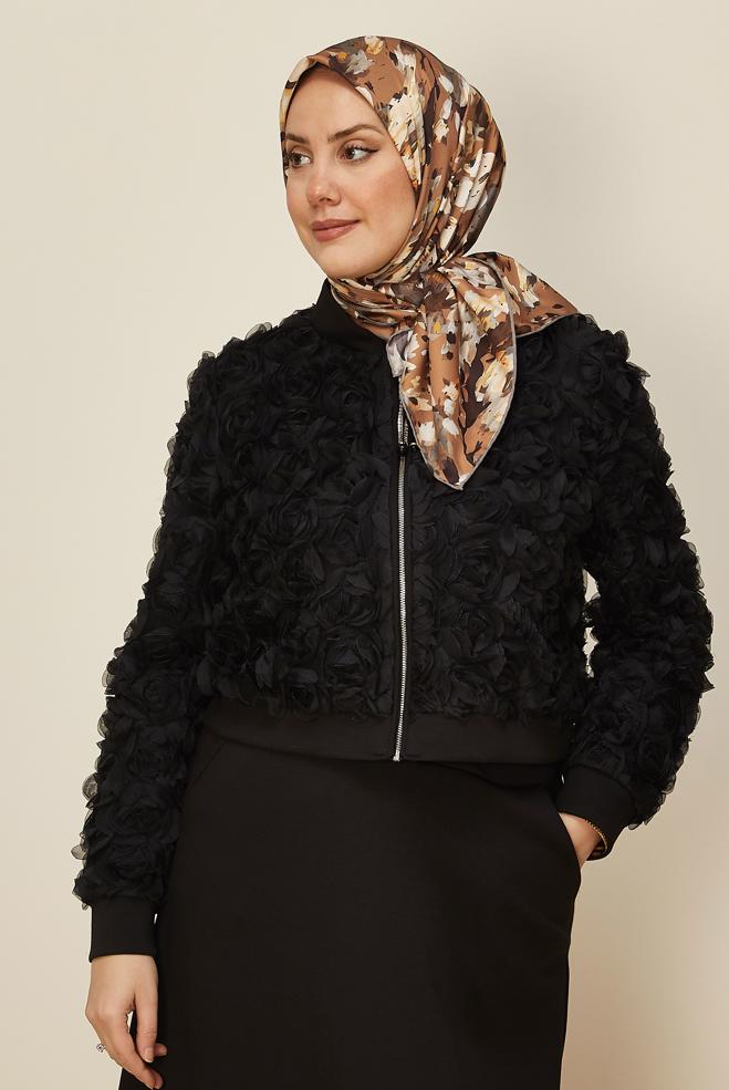 Hijab clothing ORANGE ALVINA PATTERNED SCARF 8606 - ALVİNA