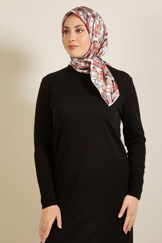 Tesettür giyim VİZON ALVİNA DESENLİ EŞARP 8606 - ALVİNA