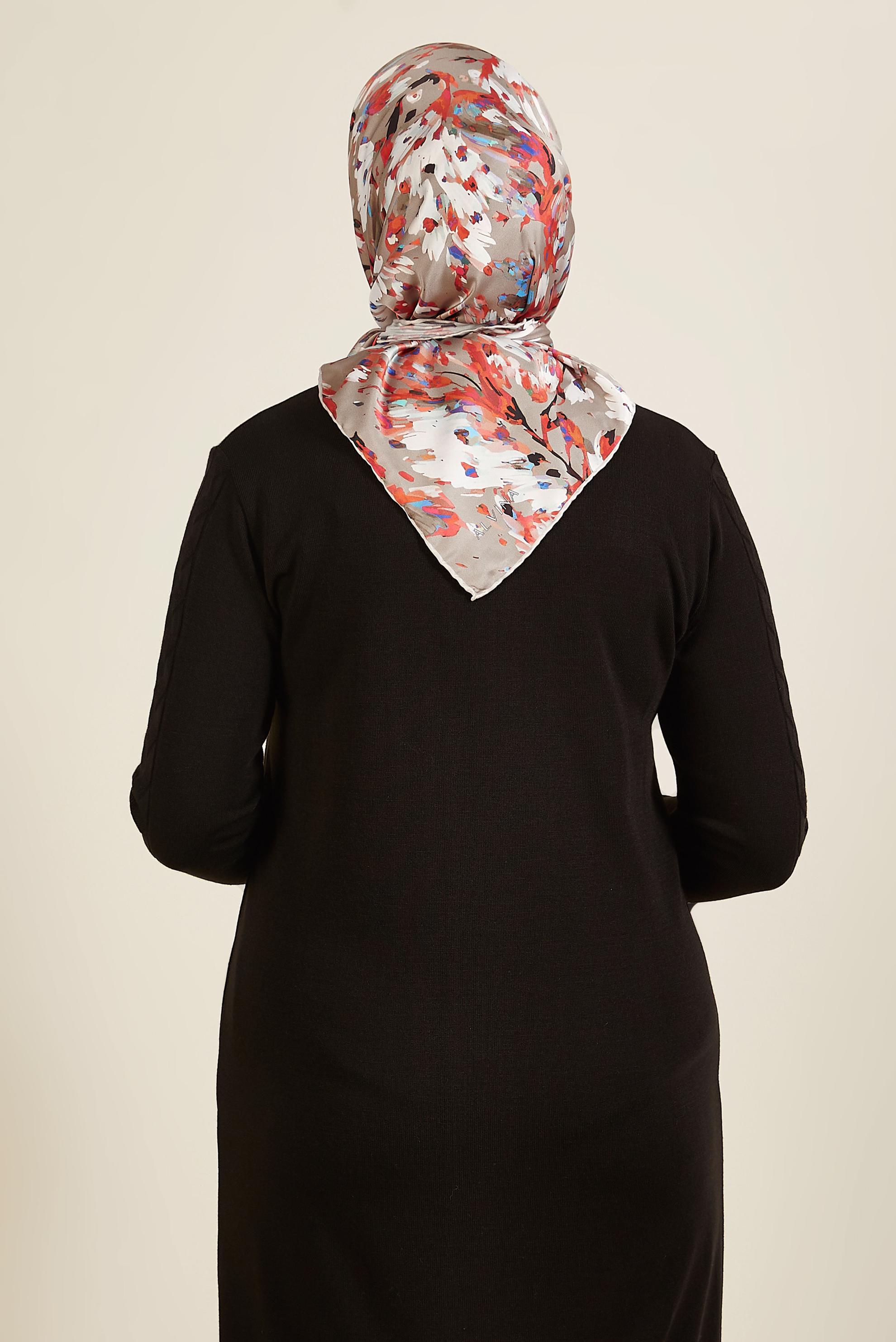 Tesettür giyim VİZON ALVİNA DESENLİ EŞARP 8606