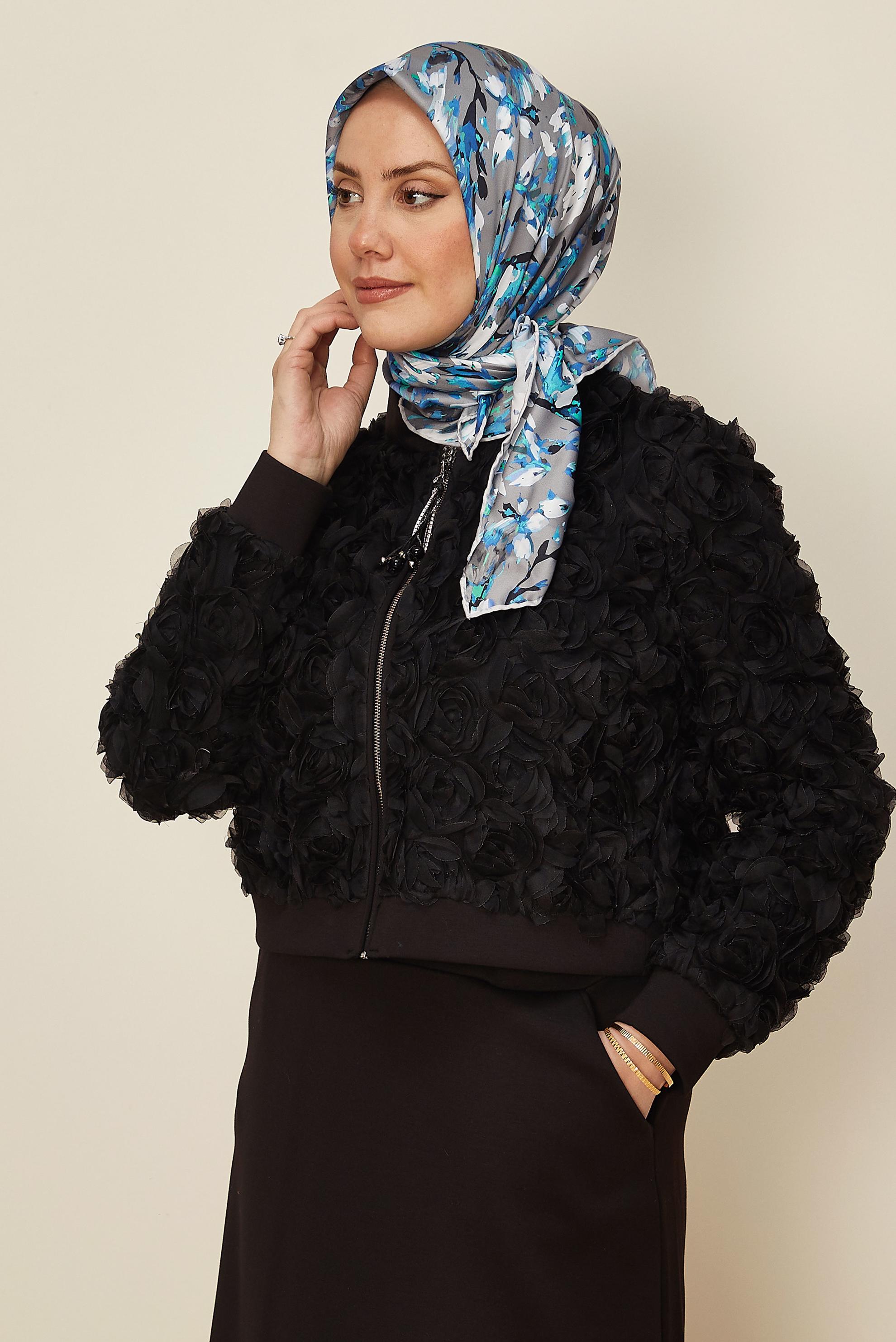 Hijab clothing NAVY BLUE ALVINA PATTERNED SCARF 8606