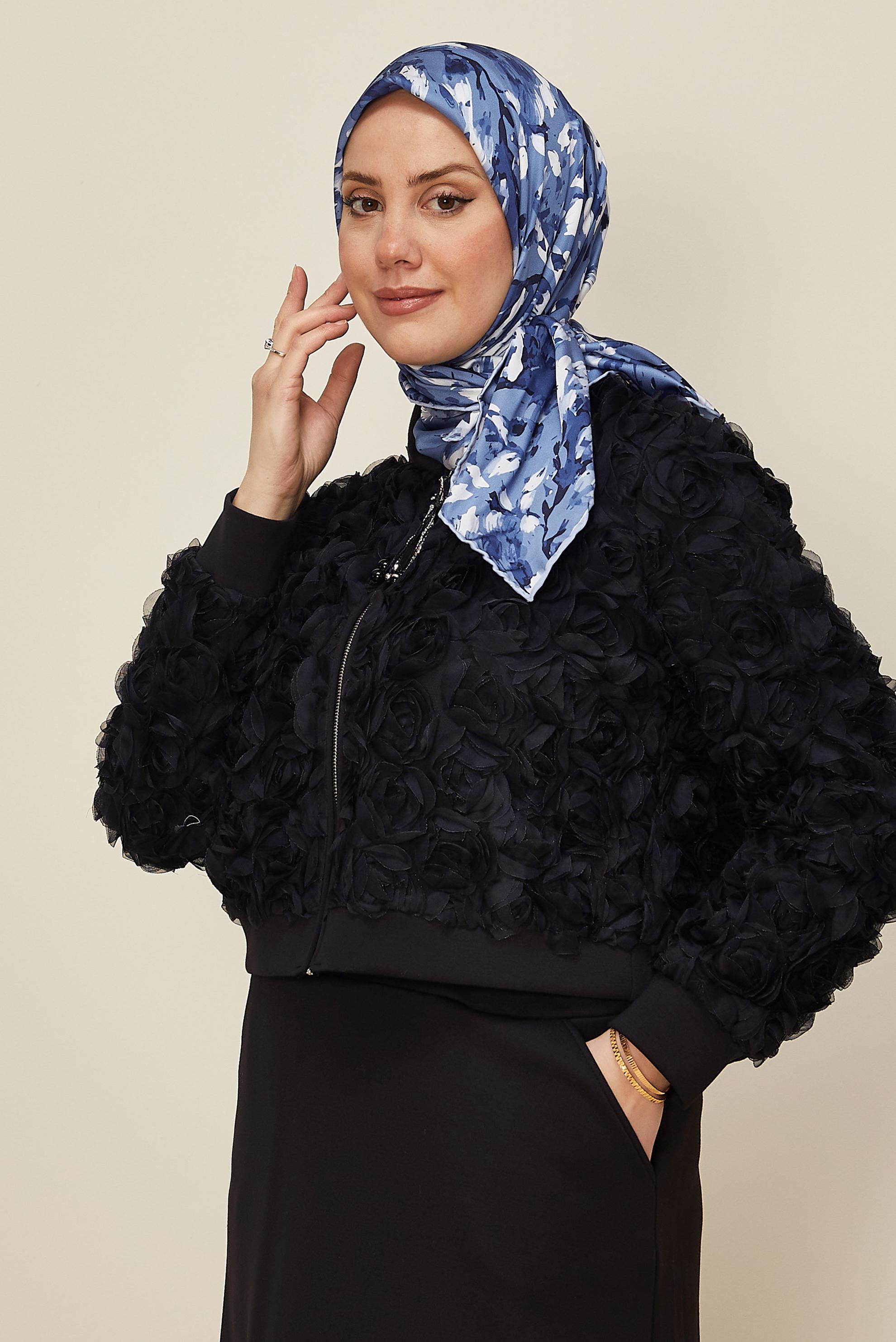 Hijab clothing NAVY BLUE ALVINA PATTERNED SCARF 8606