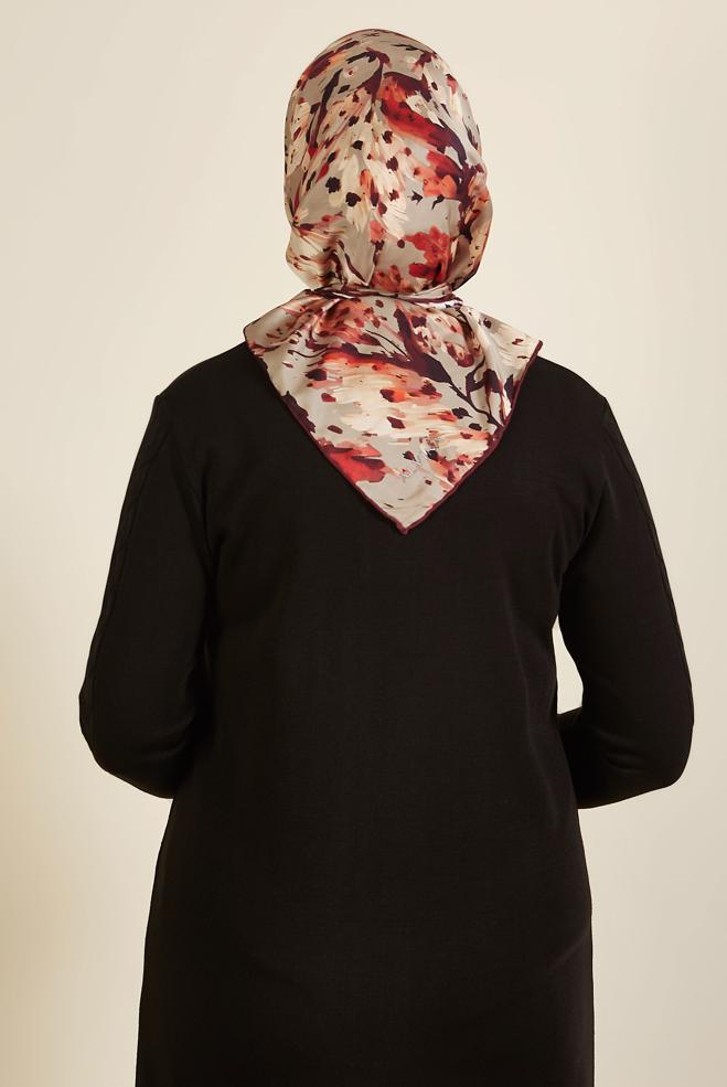 Tesettür giyim KAHVE ALVİNA DESENLİ EŞARP 8606 - ALVİNA