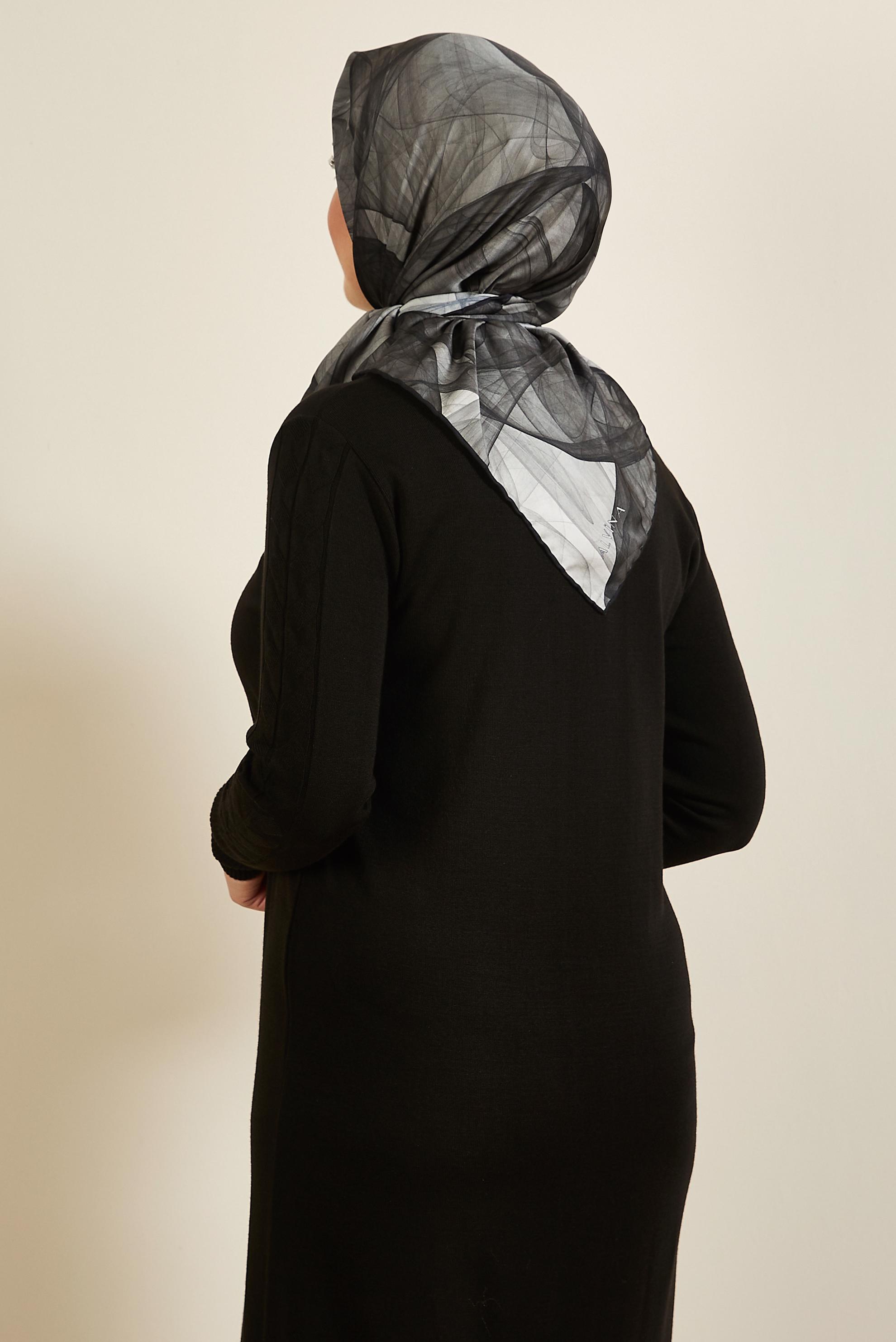 Vêtements hijab NOIR ALVINA ÉCHARPE À MOTIF 8607