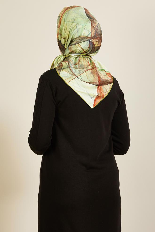Vêtements hijab VERT ALVINA ÉCHARPE À MOTIF 8607 - ALVİNA