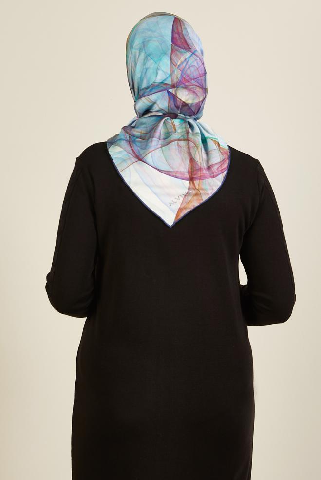 Tesettür giyim LACİVERT ALVİNA DESENLİ EŞARP 8607 - ALVİNA