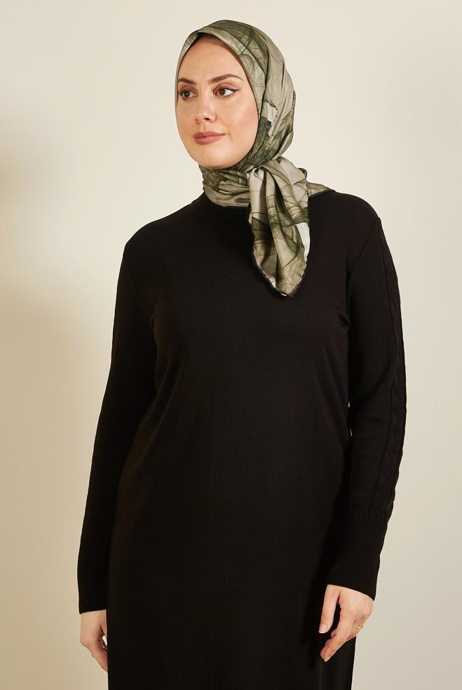 Tesettür giyim VİZON ALVİNA DESENLİ EŞARP 8607 - ALVİNA