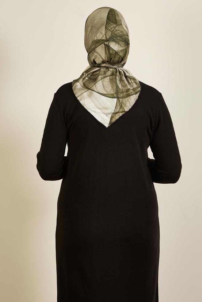 Tesettür giyim VİZON ALVİNA DESENLİ EŞARP 8607 - ALVİNA