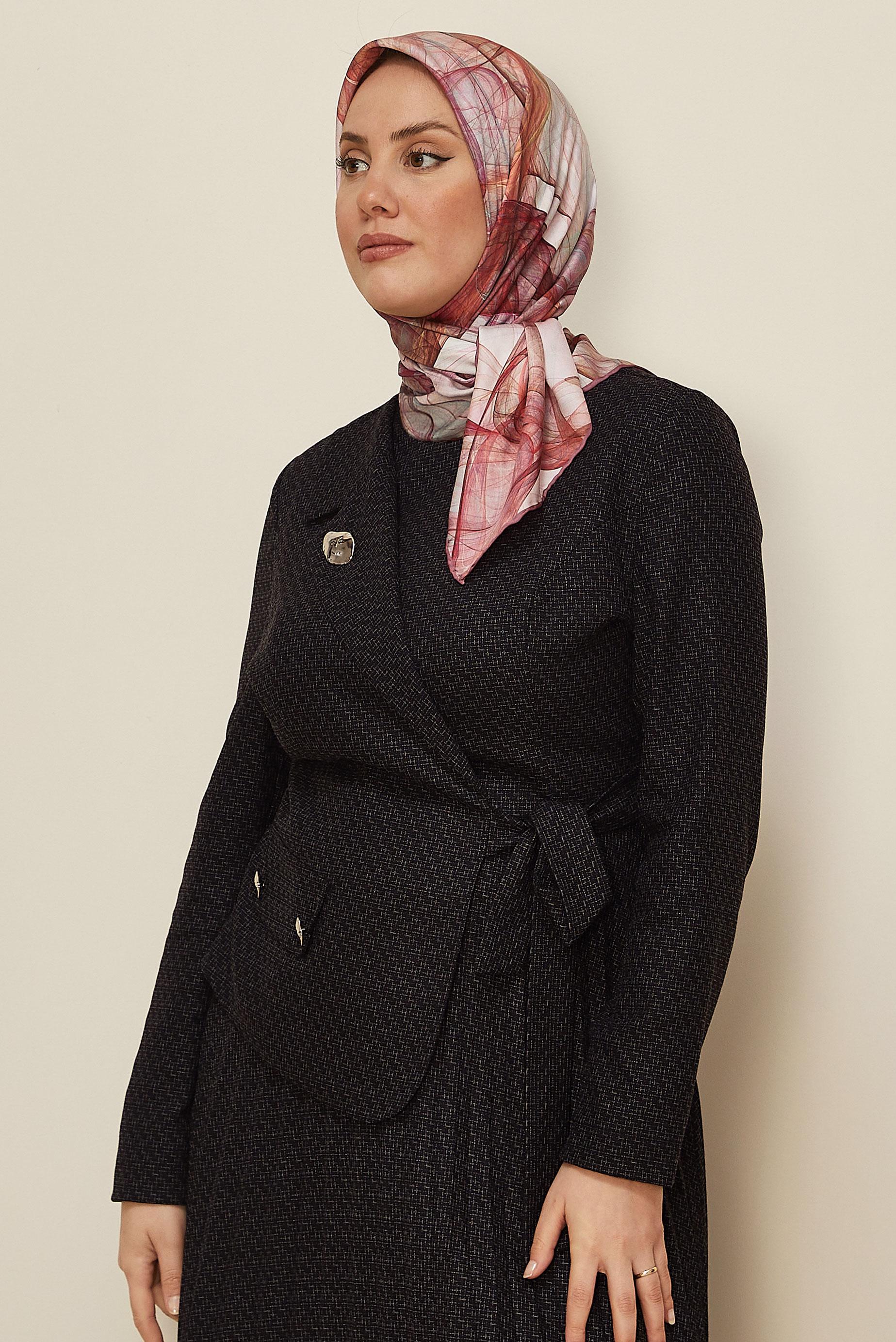 Tesettür giyim PEMBE ALVİNA DESENLİ EŞARP 8607