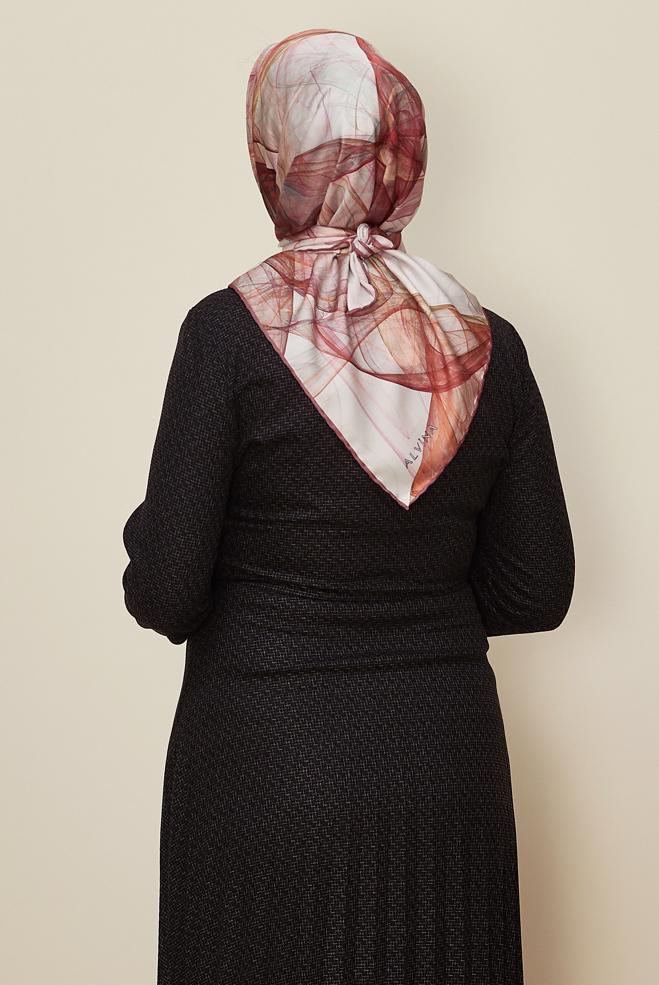 Tesettür giyim PEMBE ALVİNA DESENLİ EŞARP 8607 - ALVİNA