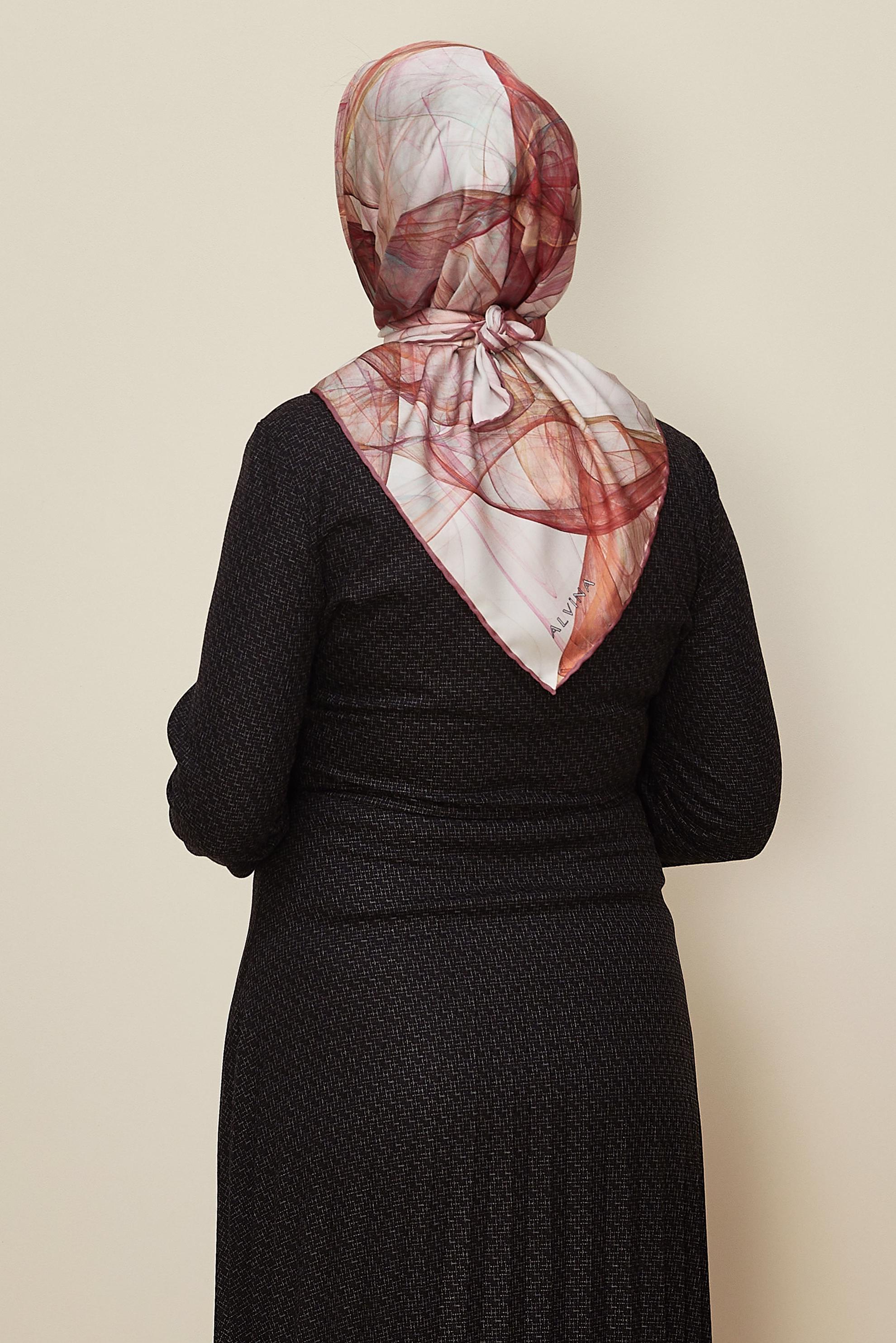Tesettür giyim PEMBE ALVİNA DESENLİ EŞARP 8607