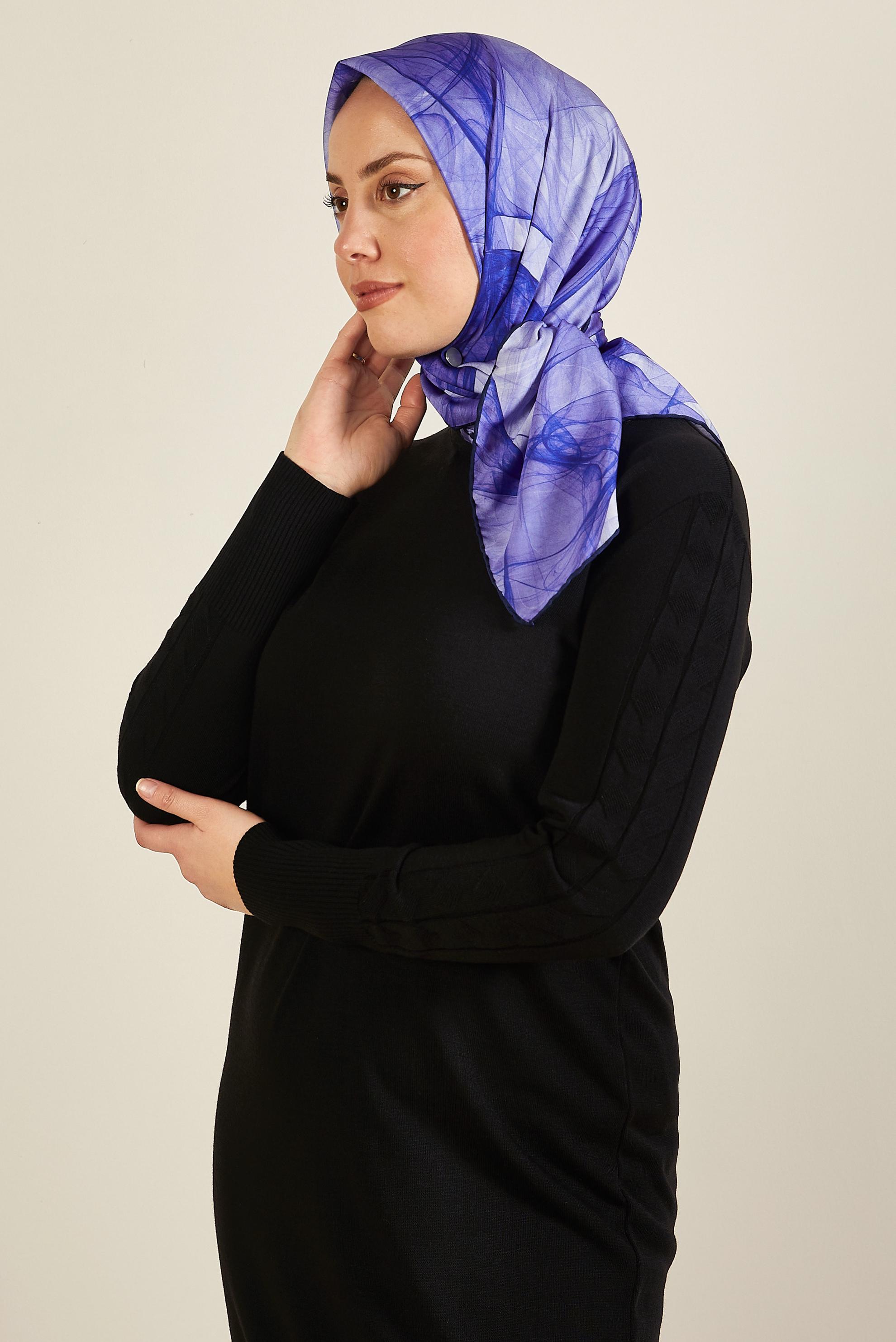 Tesettür giyim MOR ALVİNA DESENLİ EŞARP 8607