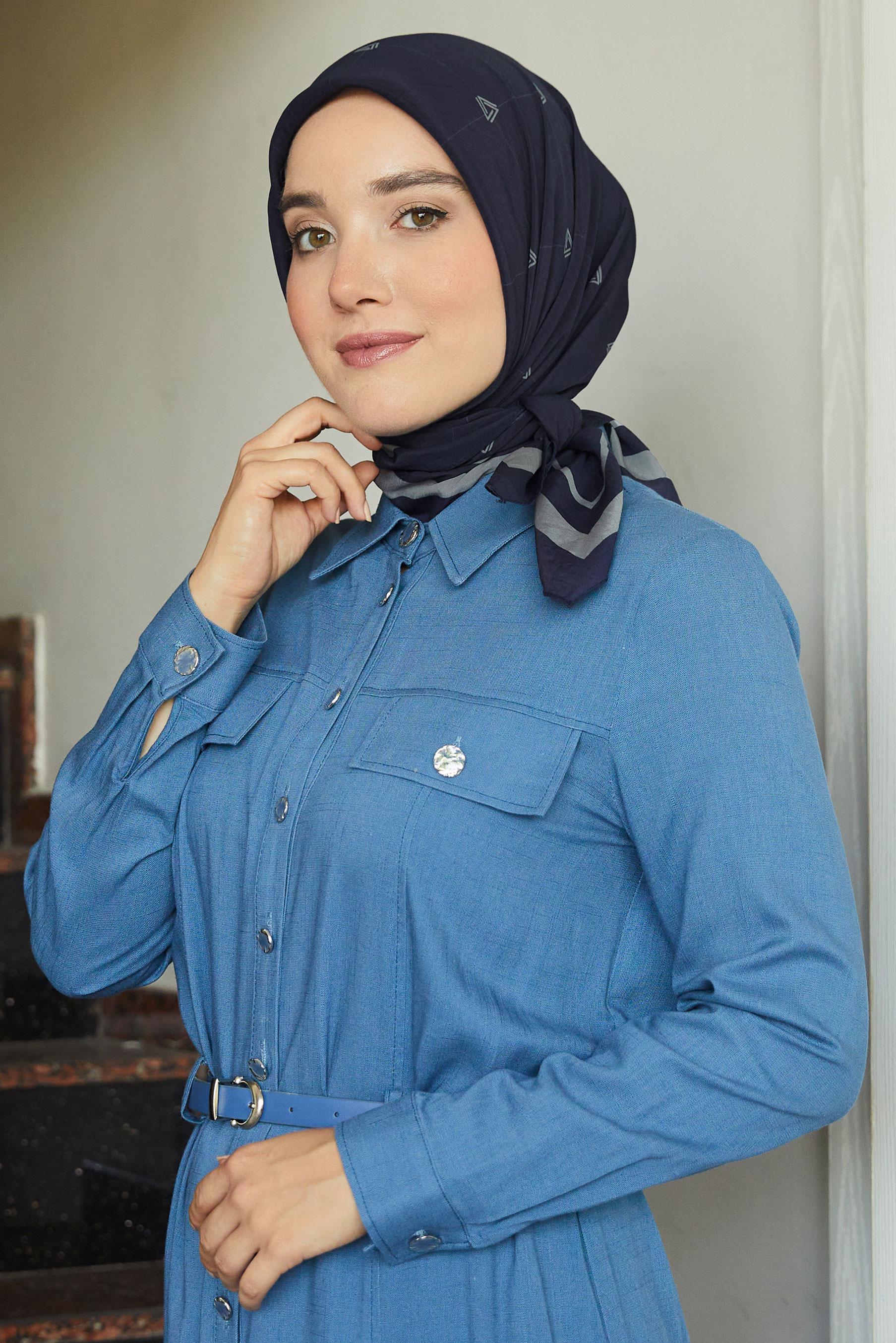 Tesettür giyim LACİVERT ALVİNA VİSKON EŞARP 8609