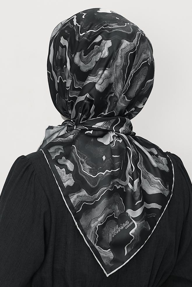 Hijab clothing BLACK ALVINA PATTERNED SCARF 8614 - ALVİNA