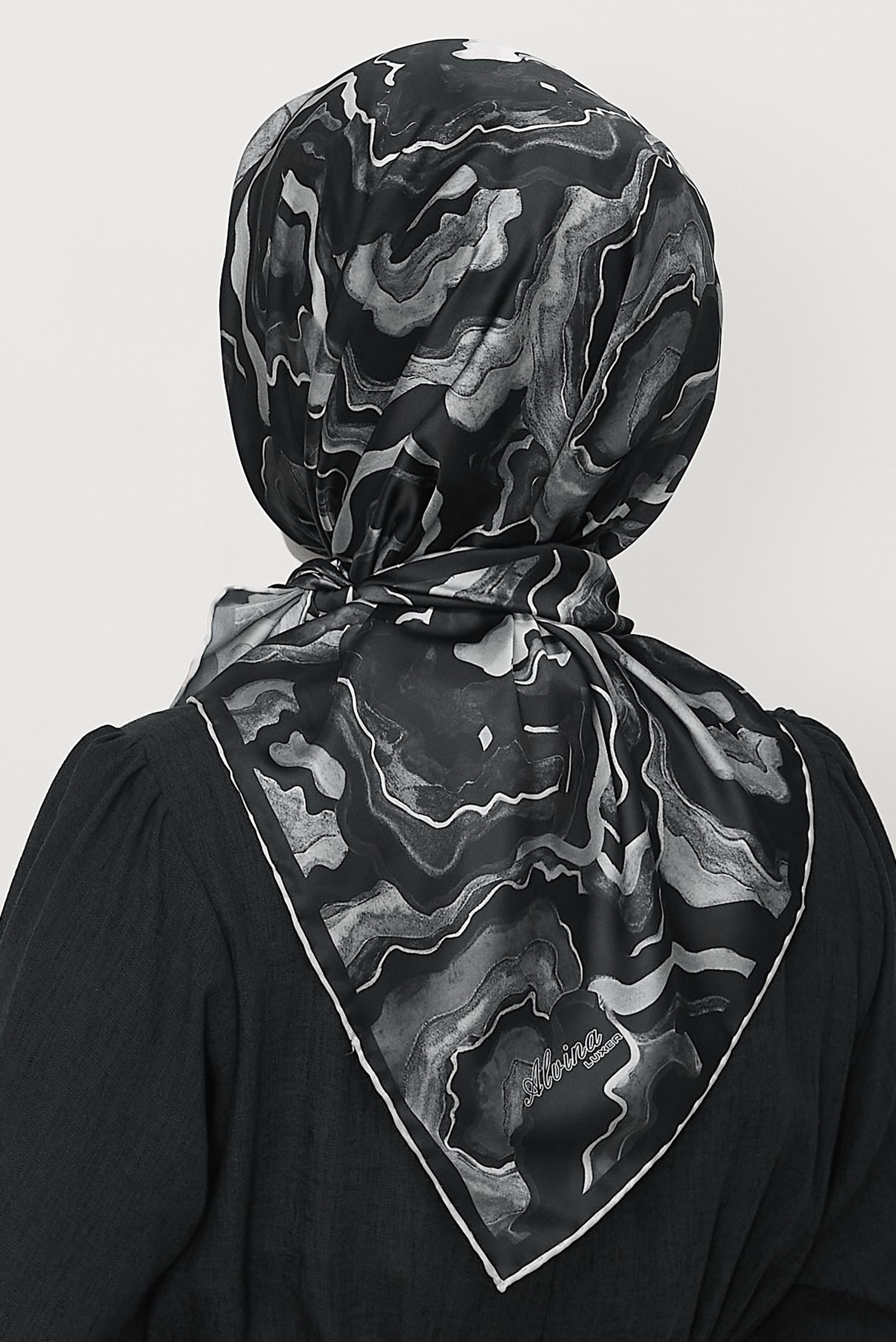 Hijab clothing BLACK ALVINA PATTERNED SCARF 8614