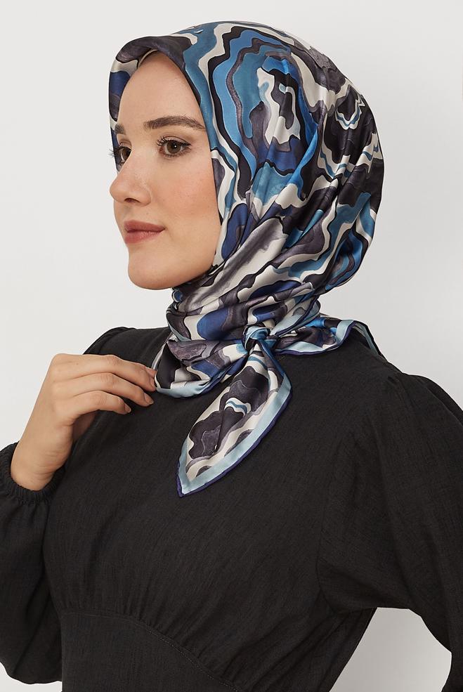Hijab clothing BLUE ALVINA PATTERNED SCARF 8614 - ALVİNA