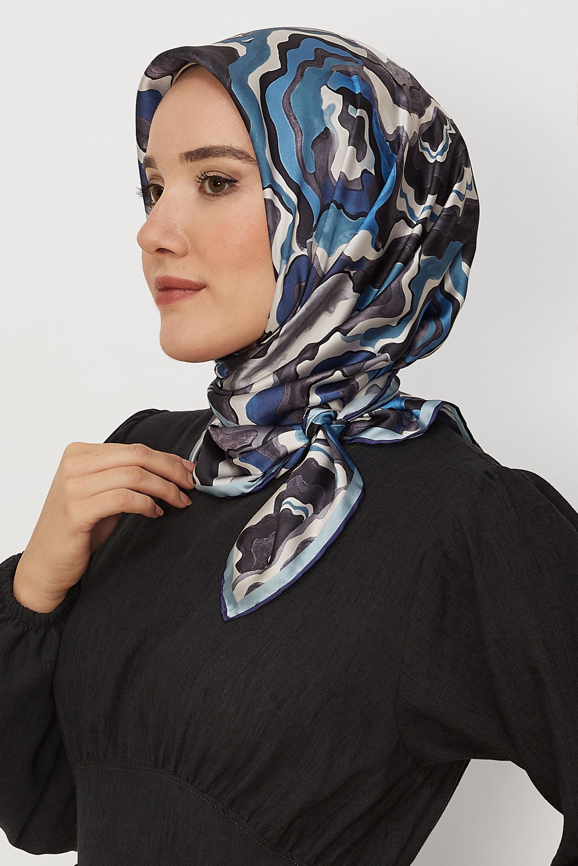 Hijab clothing BLUE ALVINA PATTERNED SCARF 8614