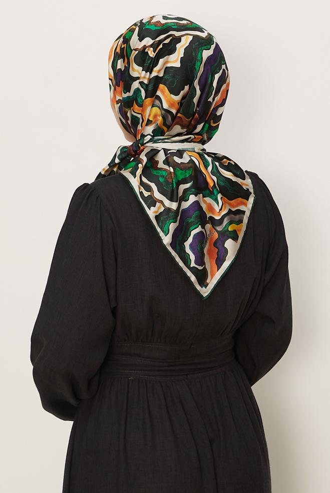 Vêtements hijab VERT ALVINA ÉCHARPE À MOTIF 8614 - ALVİNA