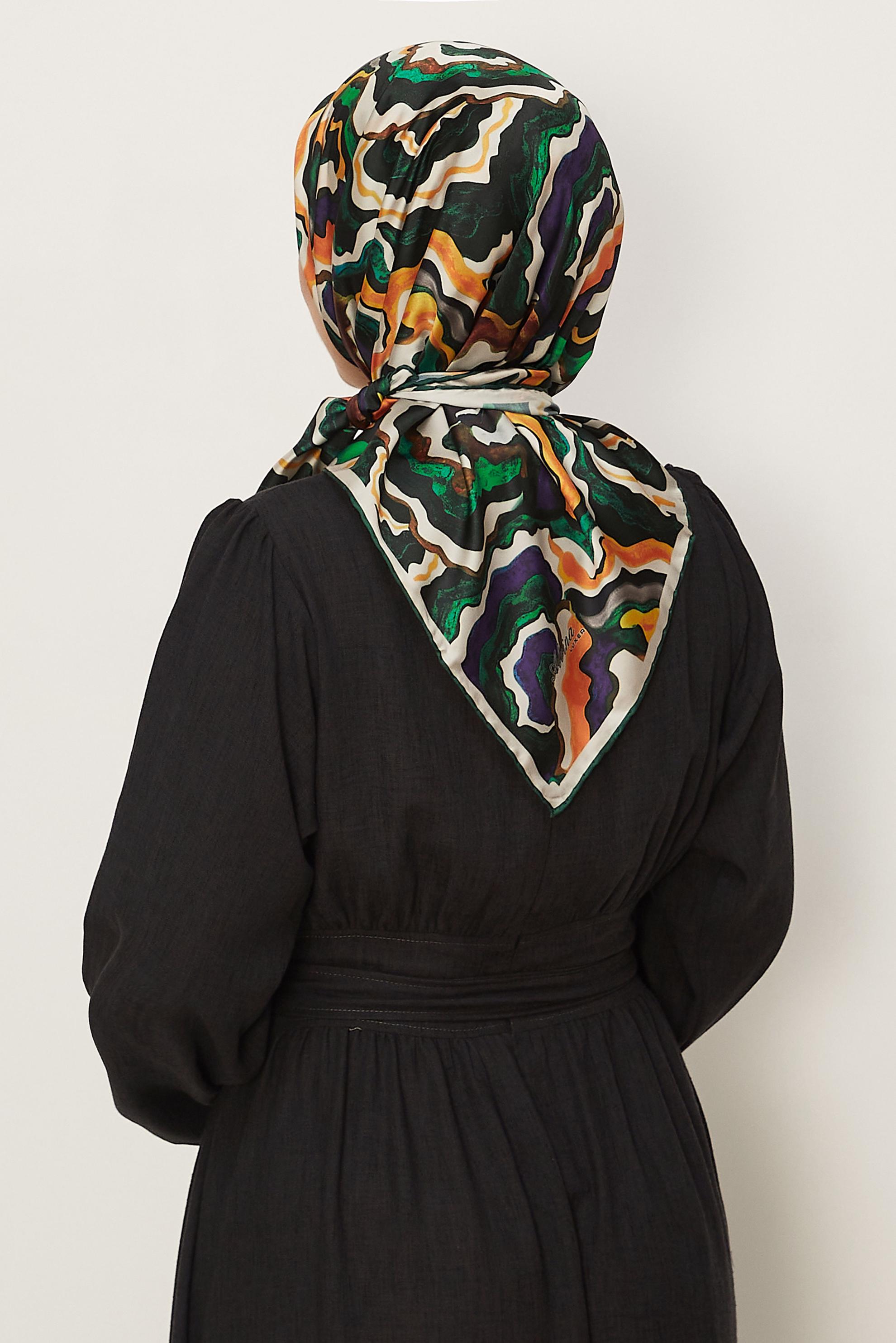 Vêtements hijab VERT ALVINA ÉCHARPE À MOTIF 8614