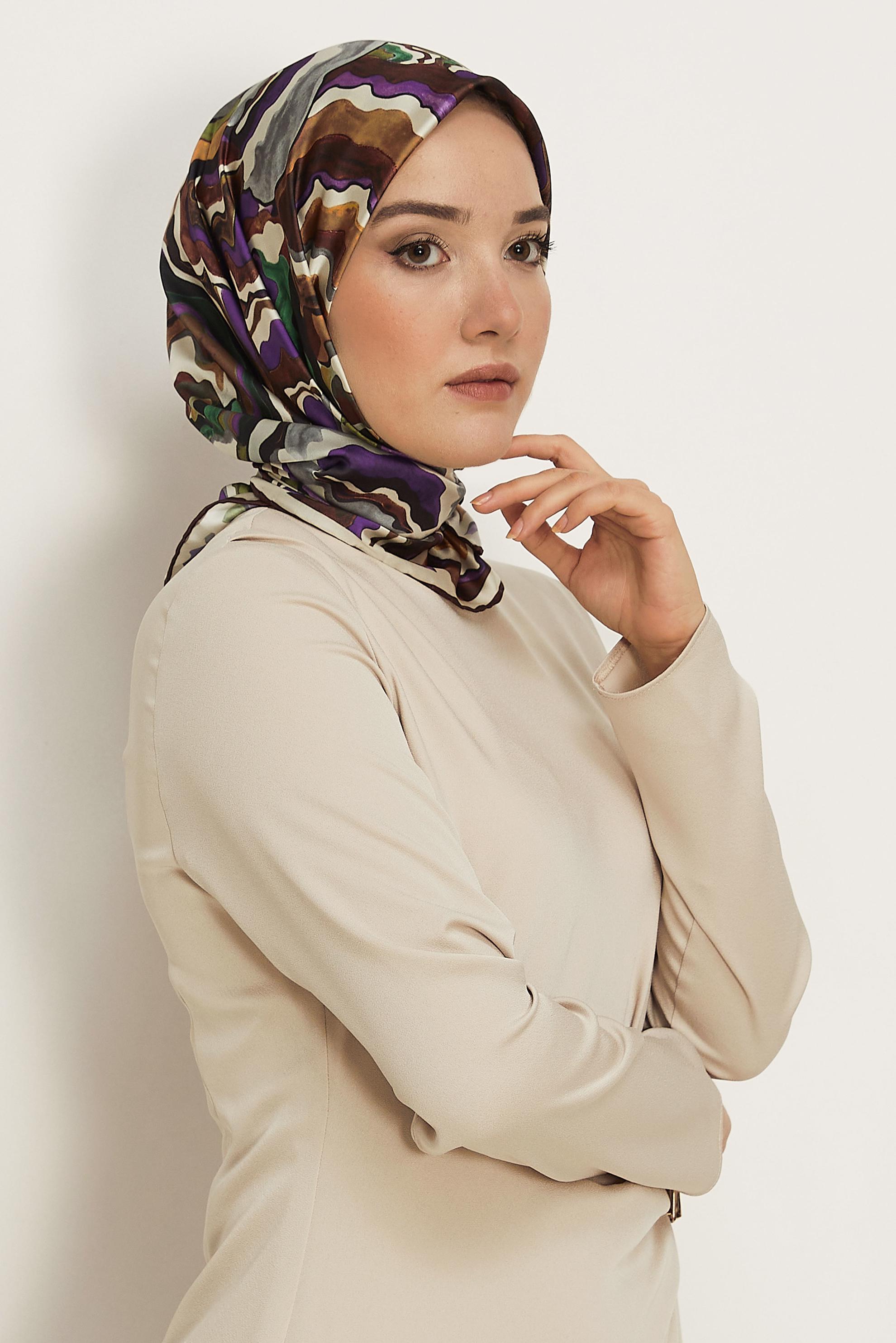 Vêtements hijab BEIGE ALVINA ÉCHARPE À MOTIF 8614