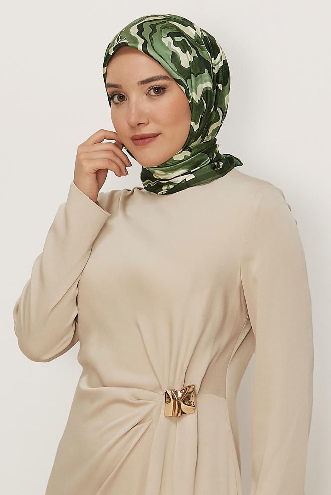 Vêtements hijab KAKI ALVINA ÉCHARPE À MOTIF 8614 - ALVİNA